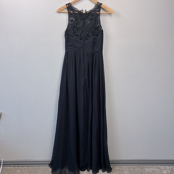 Aidan Mattox Embellished Lace Beaded & Silk Chiffon Gown Back Zip Floor Length 2 - Picture 7 of 12